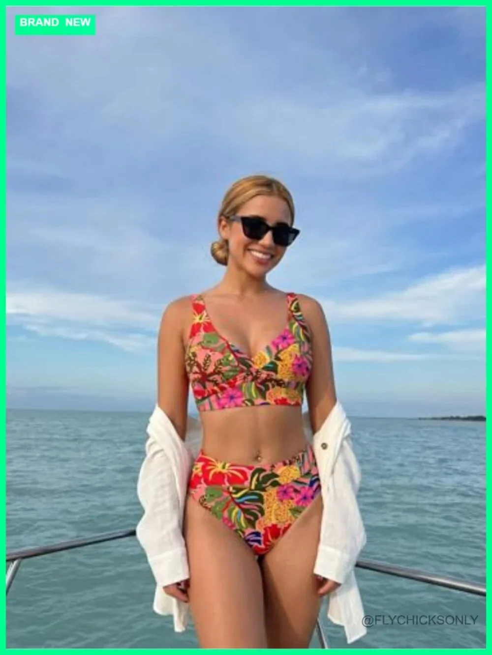 High Waisted Bikini Set Twist Front Floral Print Swimsuits 2 Piece